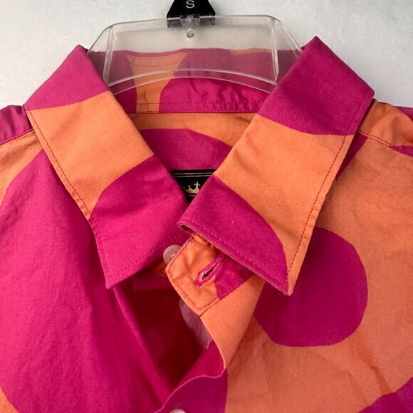 French Crown shirt Men 42 button up orange pink polka dots childcore rave - Picture 4 of 5